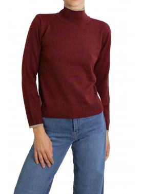 Maglione tinta unita con contrasti di colore 